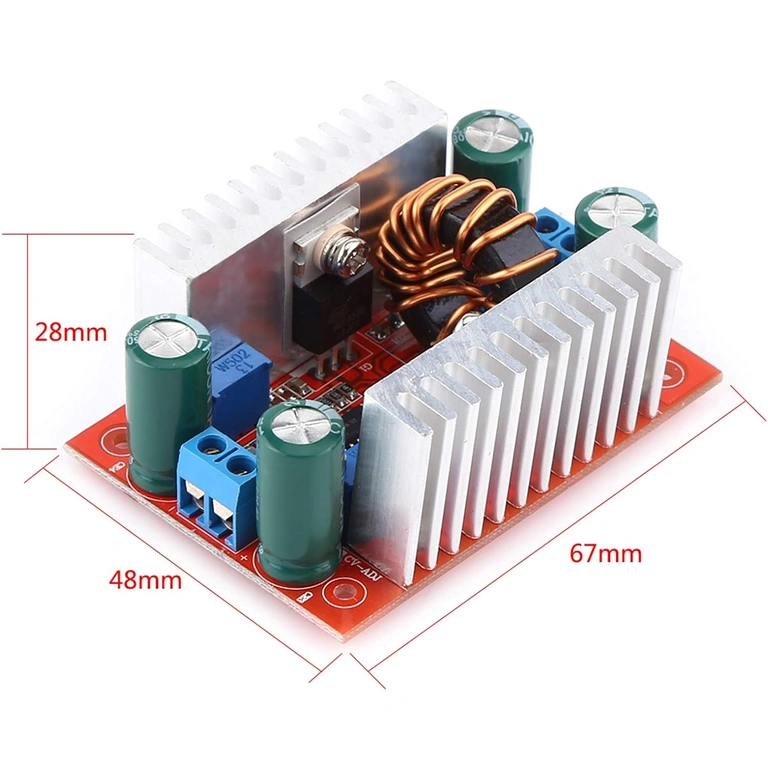 Step-up Boost DC 400W modul méretei Step-up Boost DC 400W modul pontos méreteit ábrázoló diagram