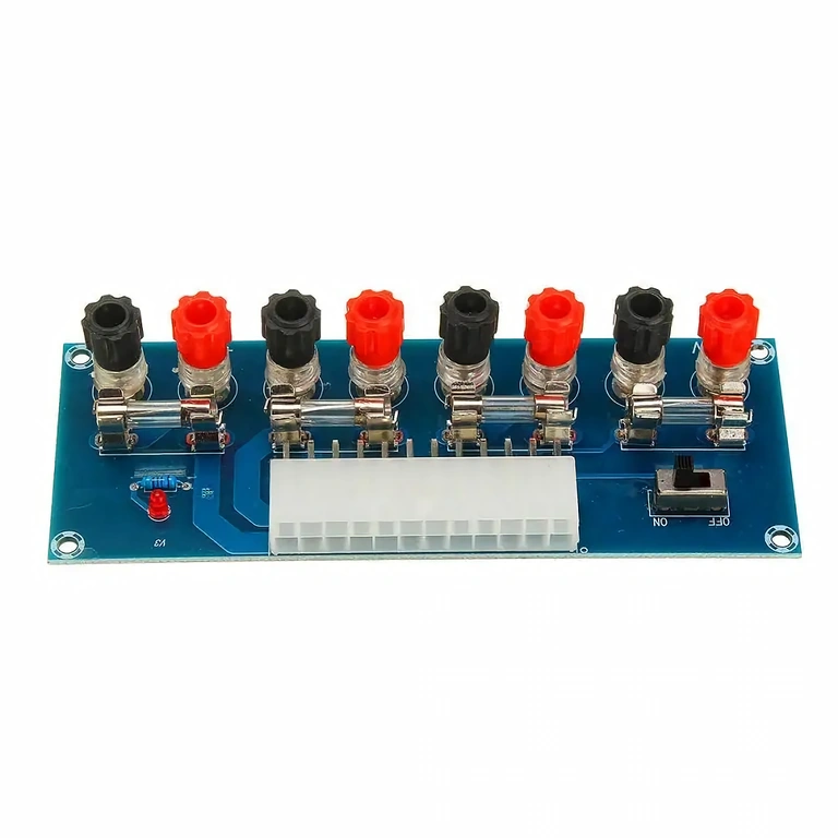 PC ATX táp konverzió – biztosítékos panel PC ATX tápegység átalakító adapter 5A biztosításokkal