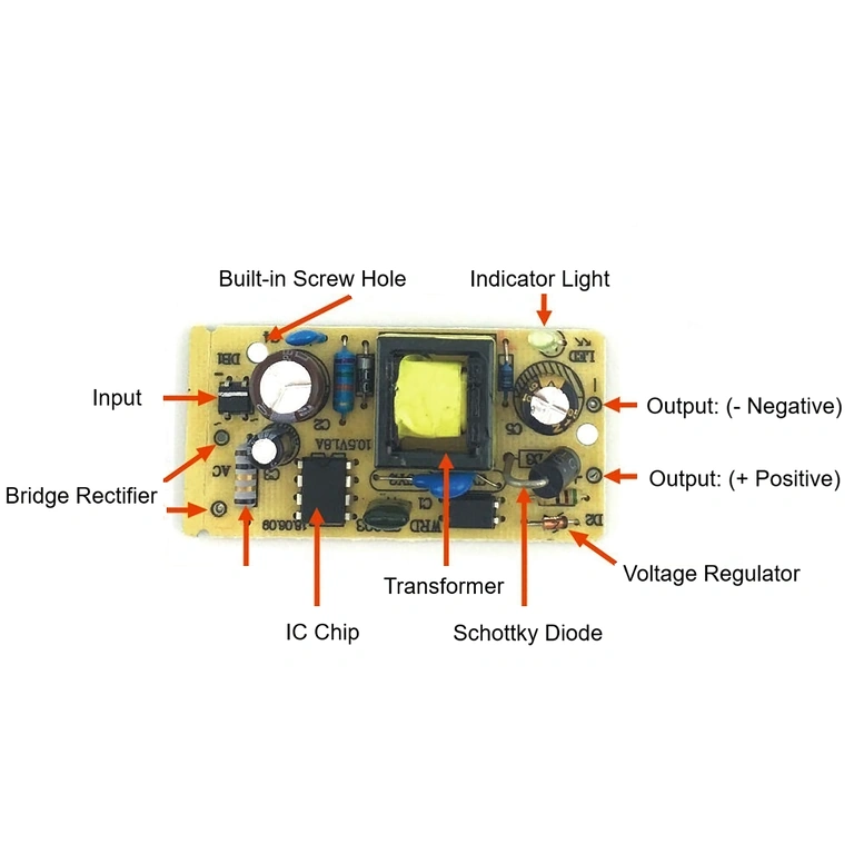 Műszaki címke – 5V 2A tápegység 5V adapter címkéjén található műszaki információk