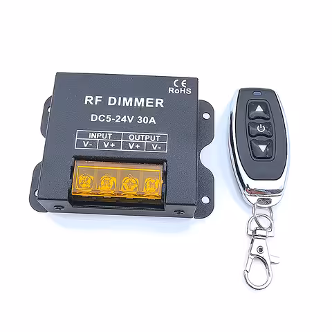 LED Szalag Dimmer 5V 12V 24V 30A RF Távirányítóval – DC Vezérlő Egyszínű LED Szalaghoz