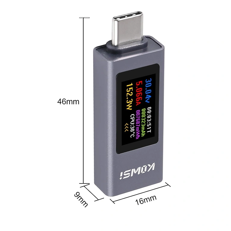 USB C Teszter KWS-2302C oldalnézet