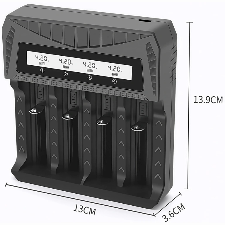 18650 töltő kompakt, hordozható kialakítás
