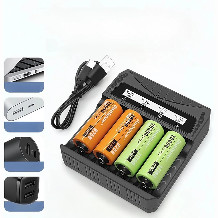 Li-ion akkumulátorokkal szerelt univerzális töltő