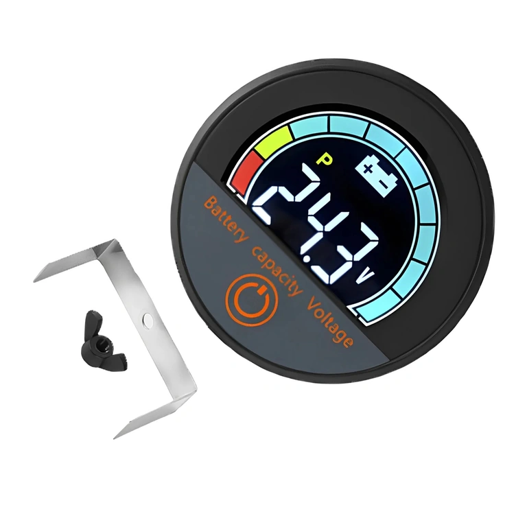 Digitális modul elölnézet, akkumulátor százalék és feszültség, 12V–72V, bicikli, roller, e-robogó