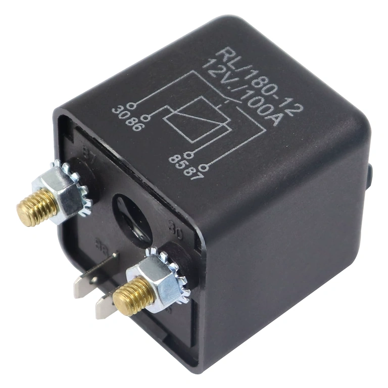 Autó relé 12V 100A, oldalnézet kompakt házzal