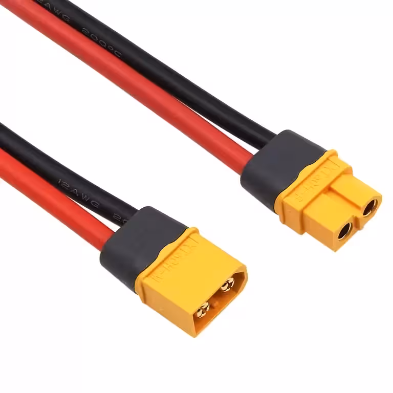XT60 csatlakozó anya + apa vastag 12AWG kábellel 30 cm – XT60H csatlakozó nagy kapacitású akkumulátorokhoz