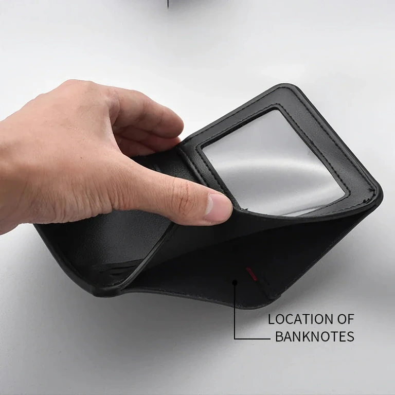 Természetes bőr pénztárca kártyákhoz és személyi igazolványhoz, vékony és elegáns, kézben tartva