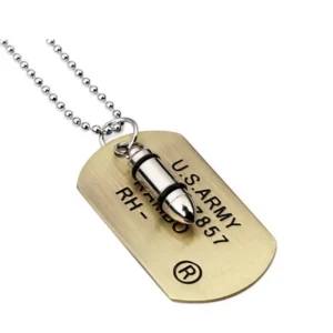 Lánc Medallion Dog Tag + Bullet katonai kellemes azonosítás