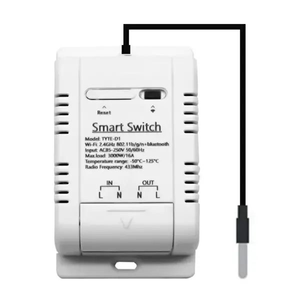 Termosztát Relé hőmérséklet érzékelővel tuya smart life intelligens vezeték nélküli wifi 220V 16A